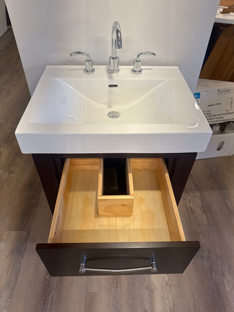 24" Espresso Vanity Set with Ceramic Sink, and Widespred Caesar 8 Inch Bathroom Faucet
