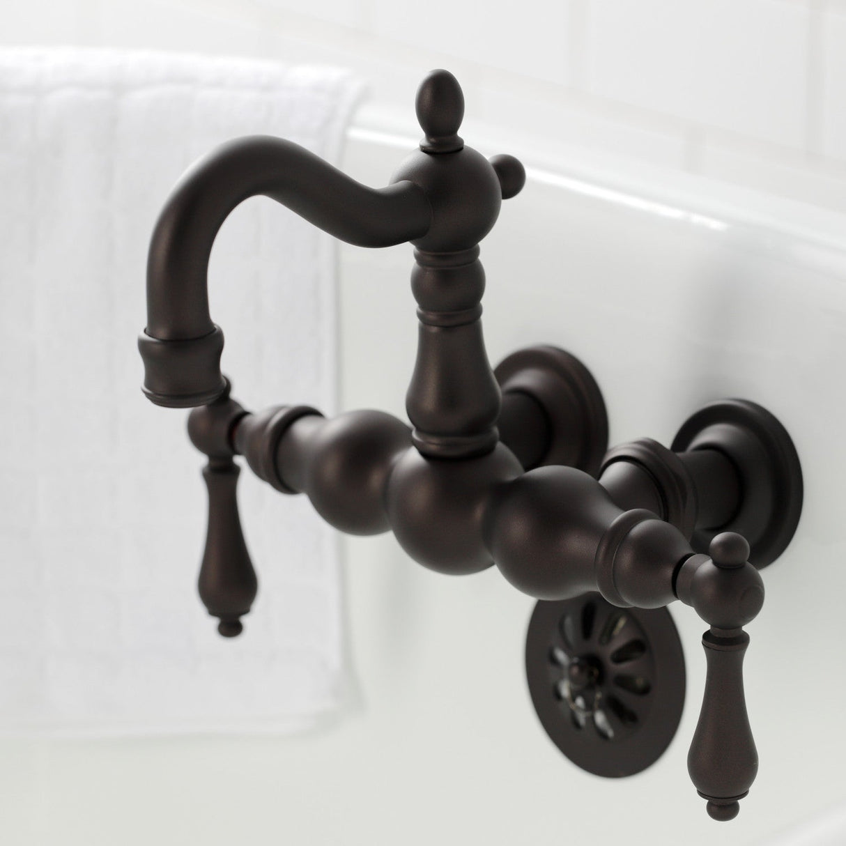 Heritage CA1001T5 Two-Handle 2-Hole Wall Mount Clawfoot Tub Faucet, Oil Rubbed Bronze
