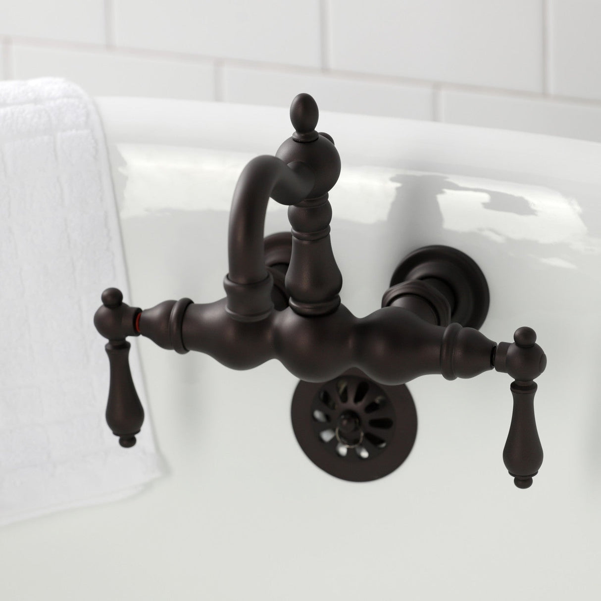 Heritage CA1001T5 Two-Handle 2-Hole Wall Mount Clawfoot Tub Faucet, Oil Rubbed Bronze