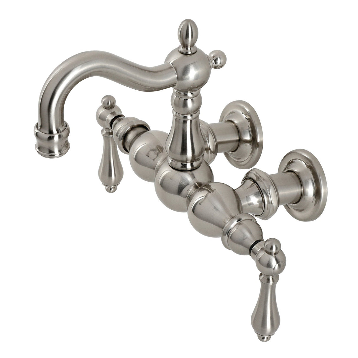 Heritage CA1001T8 Two-Handle 2-Hole Wall Mount Clawfoot Tub Faucet, Brushed Nickel