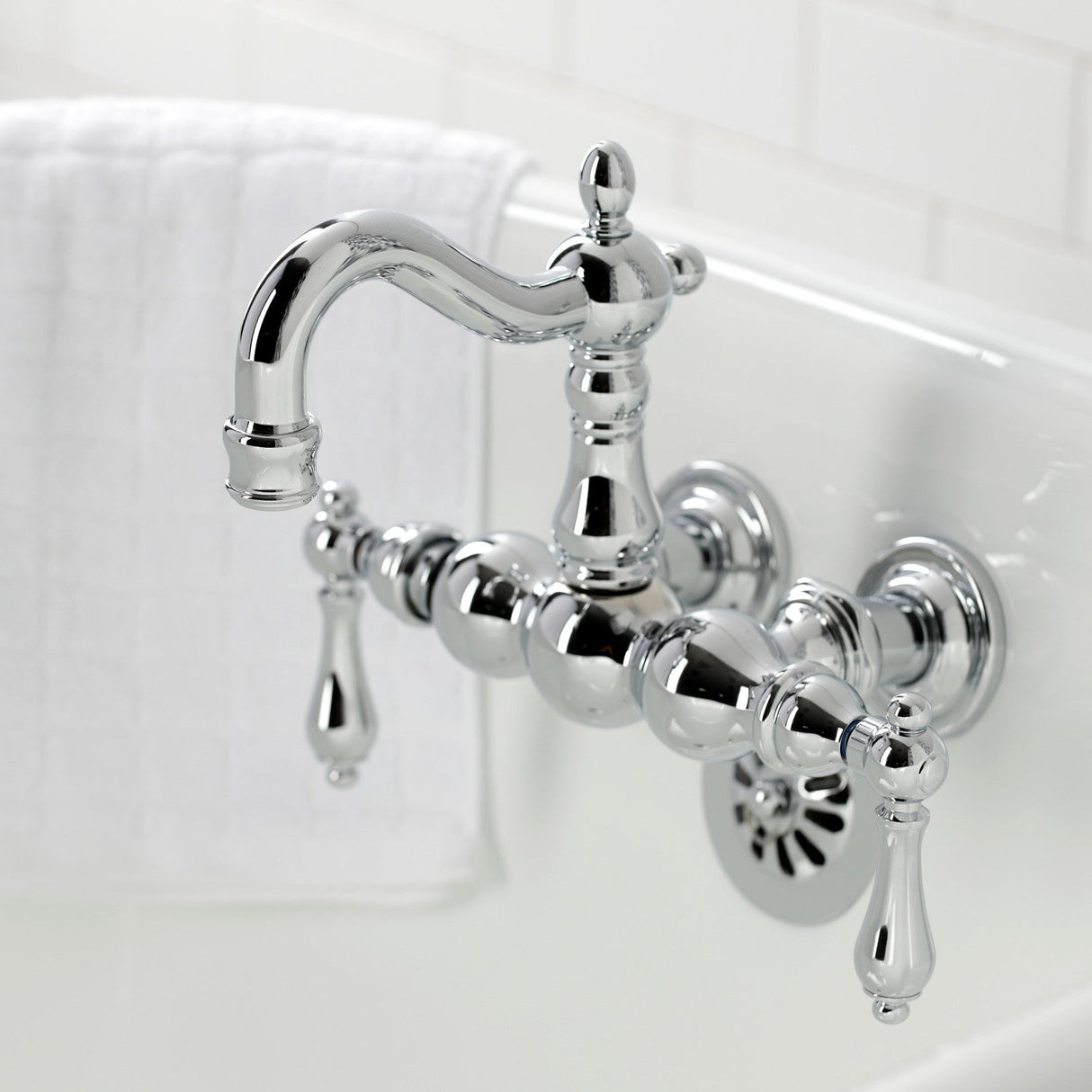 Heritage CA1002T1 Two-Handle 2-Hole Wall Mount Clawfoot Tub Faucet, Polished Chrome