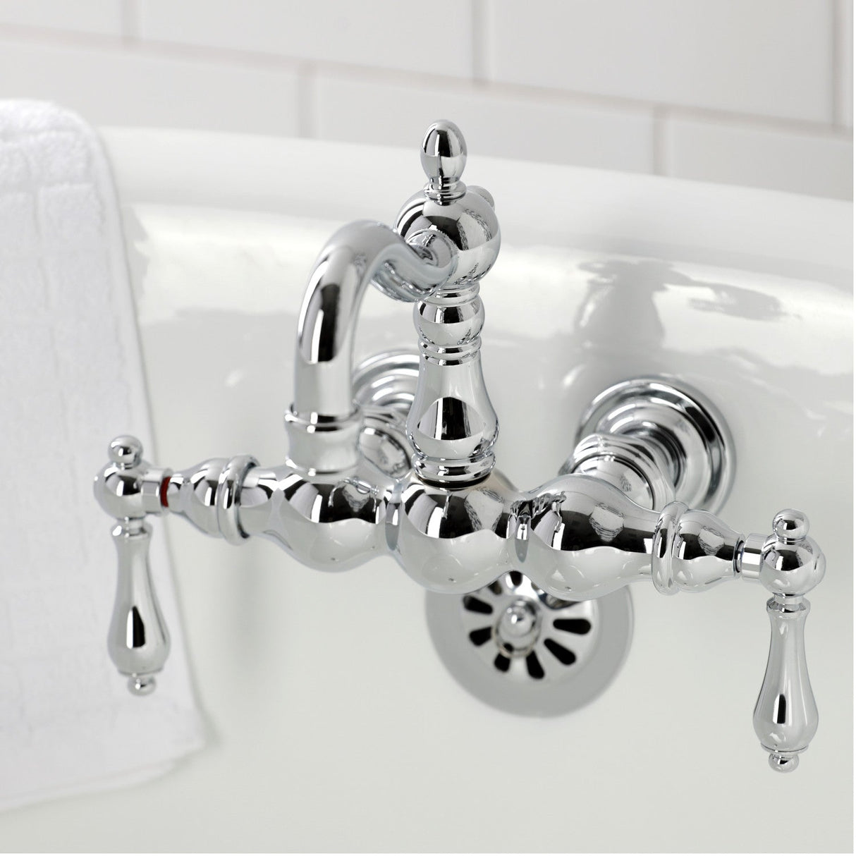 Heritage CA1002T1 Two-Handle 2-Hole Wall Mount Clawfoot Tub Faucet, Polished Chrome