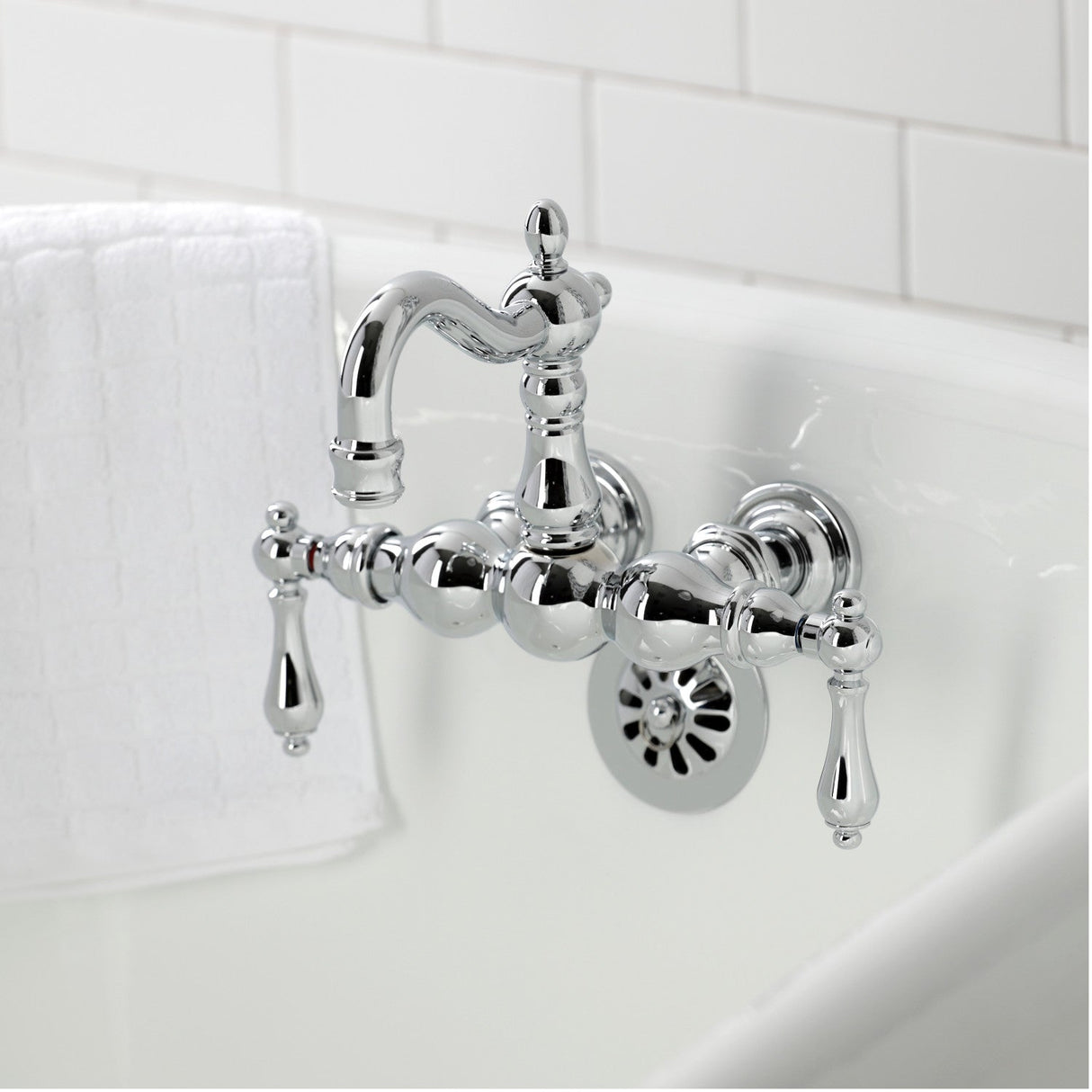 Heritage CA1002T1 Two-Handle 2-Hole Wall Mount Clawfoot Tub Faucet, Polished Chrome