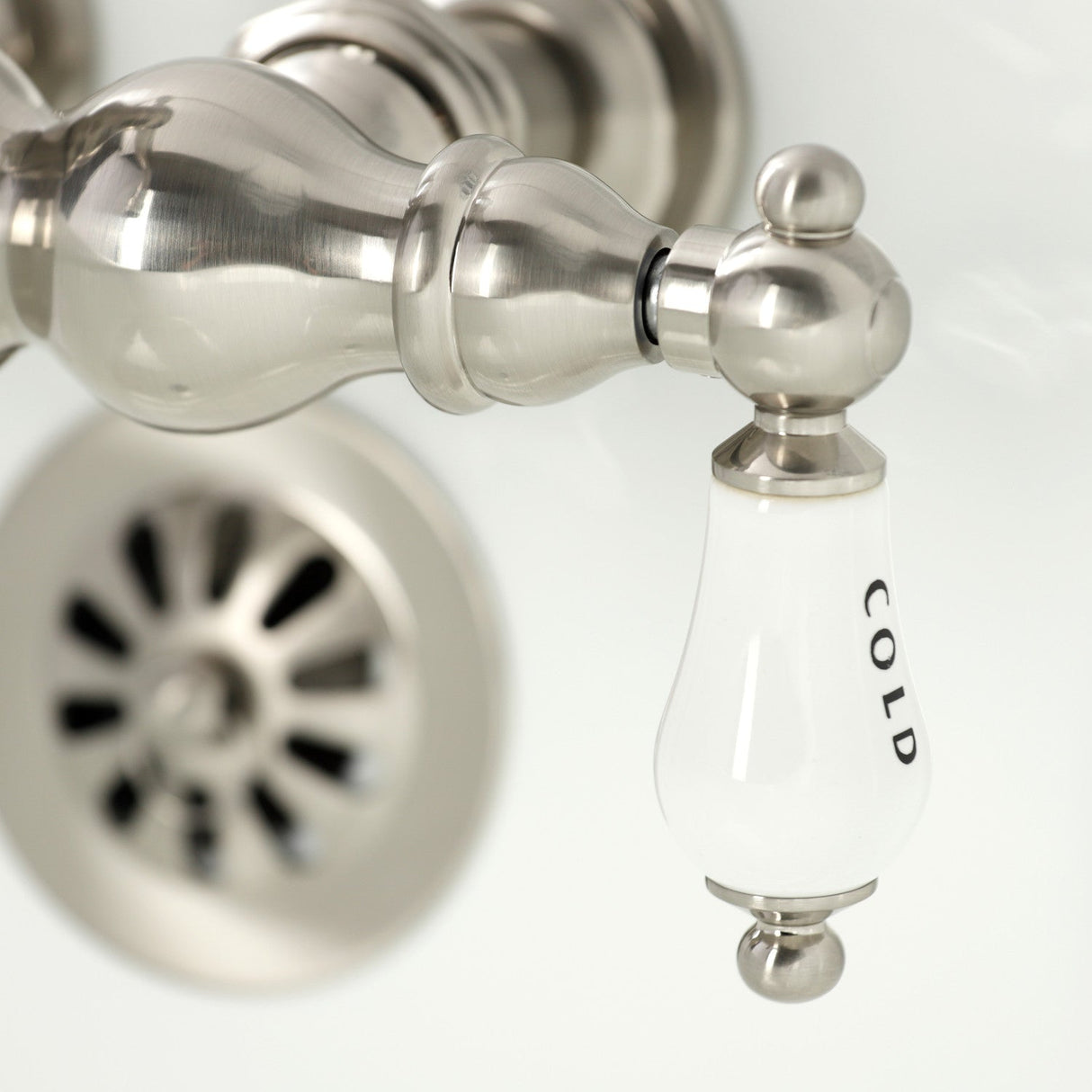 Heritage CA1003T8 Two-Handle 2-Hole Wall Mount Clawfoot Tub Faucet, Brushed Nickel