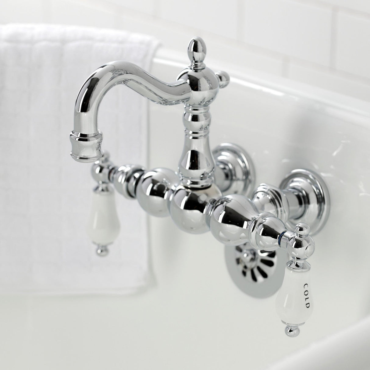 Heritage CA1004T1 Two-Handle 2-Hole Wall Mount Clawfoot Tub Faucet, Polished Chrome