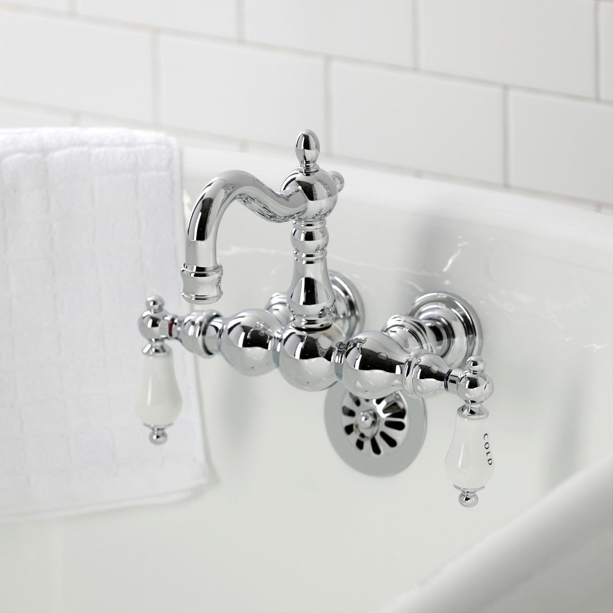 Heritage CA1004T1 Two-Handle 2-Hole Wall Mount Clawfoot Tub Faucet, Polished Chrome
