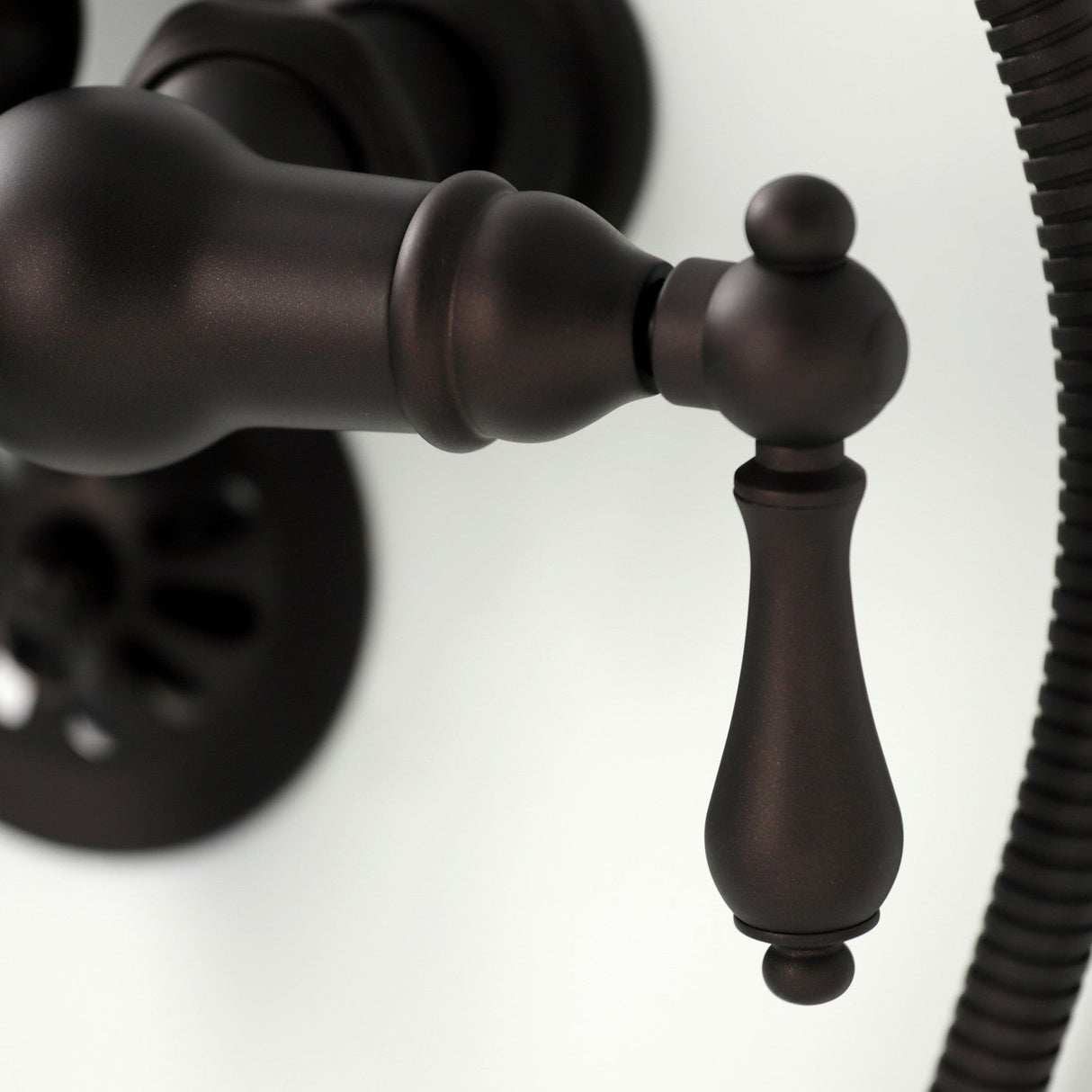 Vintage CA19T5 Three-Handle 2-Hole Wall Mount Clawfoot Tub Faucet with Hand Shower, Oil Rubbed Bronze