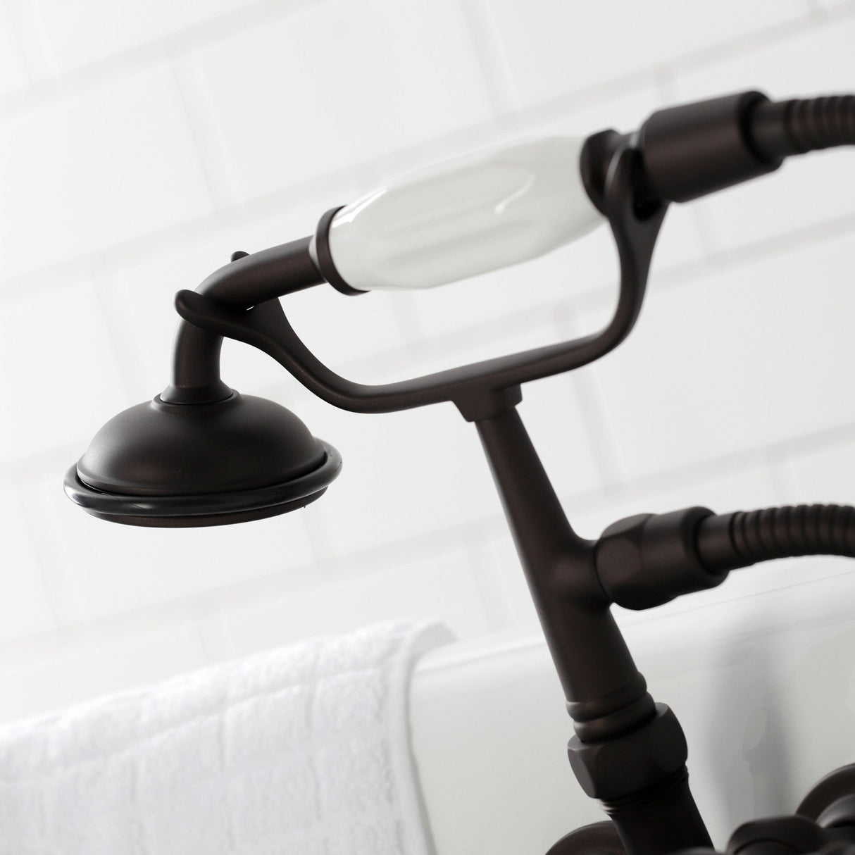 Vintage CA19T5 Three-Handle 2-Hole Wall Mount Clawfoot Tub Faucet with Hand Shower, Oil Rubbed Bronze