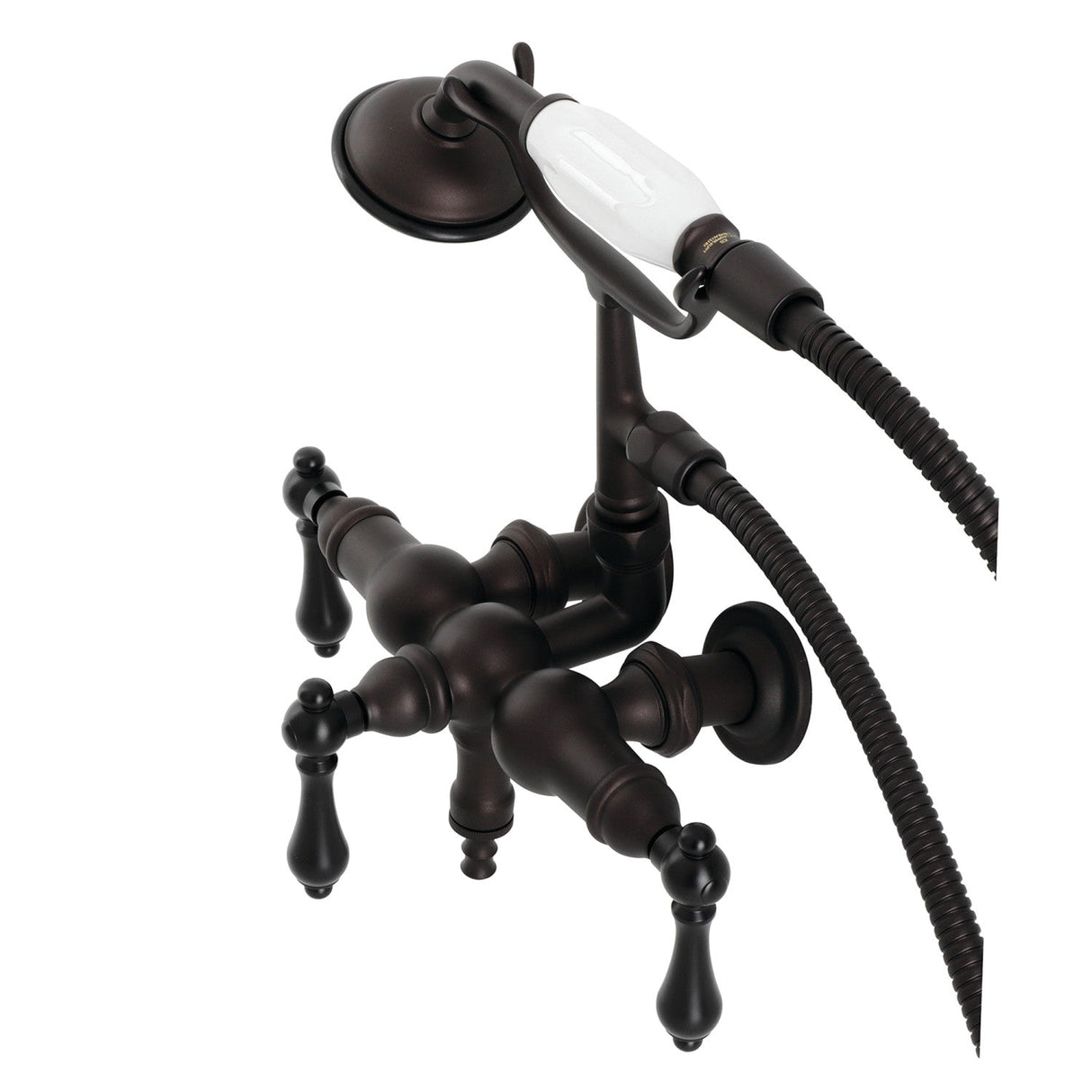 Vintage CA19T5 Three-Handle 2-Hole Wall Mount Clawfoot Tub Faucet with Hand Shower, Oil Rubbed Bronze