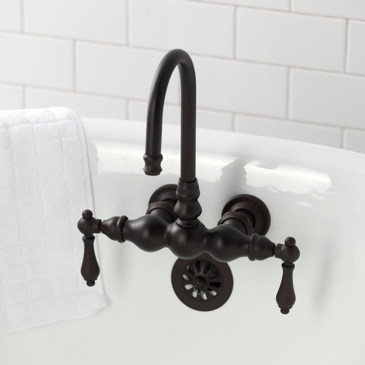 Vintage CA1T5 Two-Handle 2-Hole Wall Mount Clawfoot Tub Faucet, Oil Rubbed Bronze