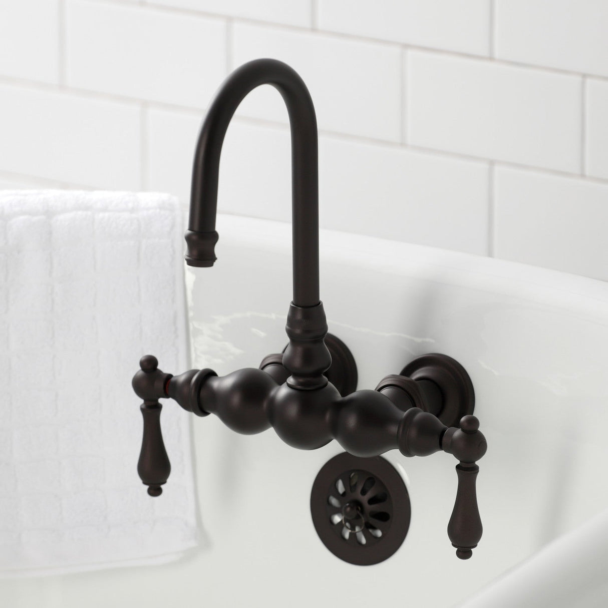 Vintage CA1T5 Two-Handle 2-Hole Wall Mount Clawfoot Tub Faucet, Oil Rubbed Bronze