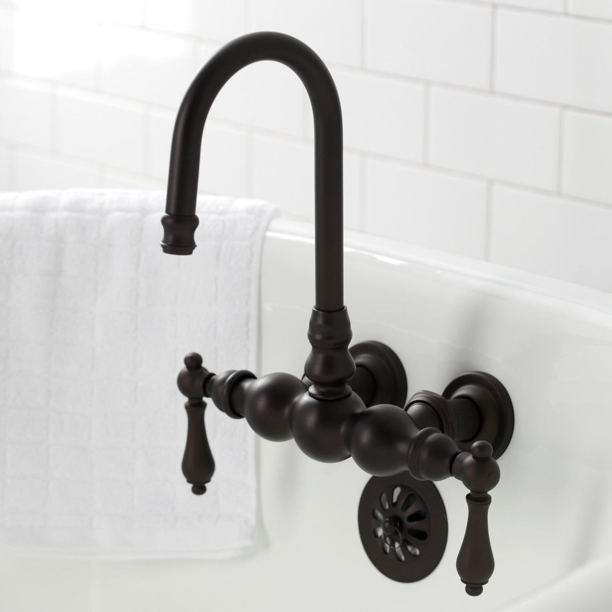 Vintage CA1T5 Two-Handle 2-Hole Wall Mount Clawfoot Tub Faucet, Oil Rubbed Bronze