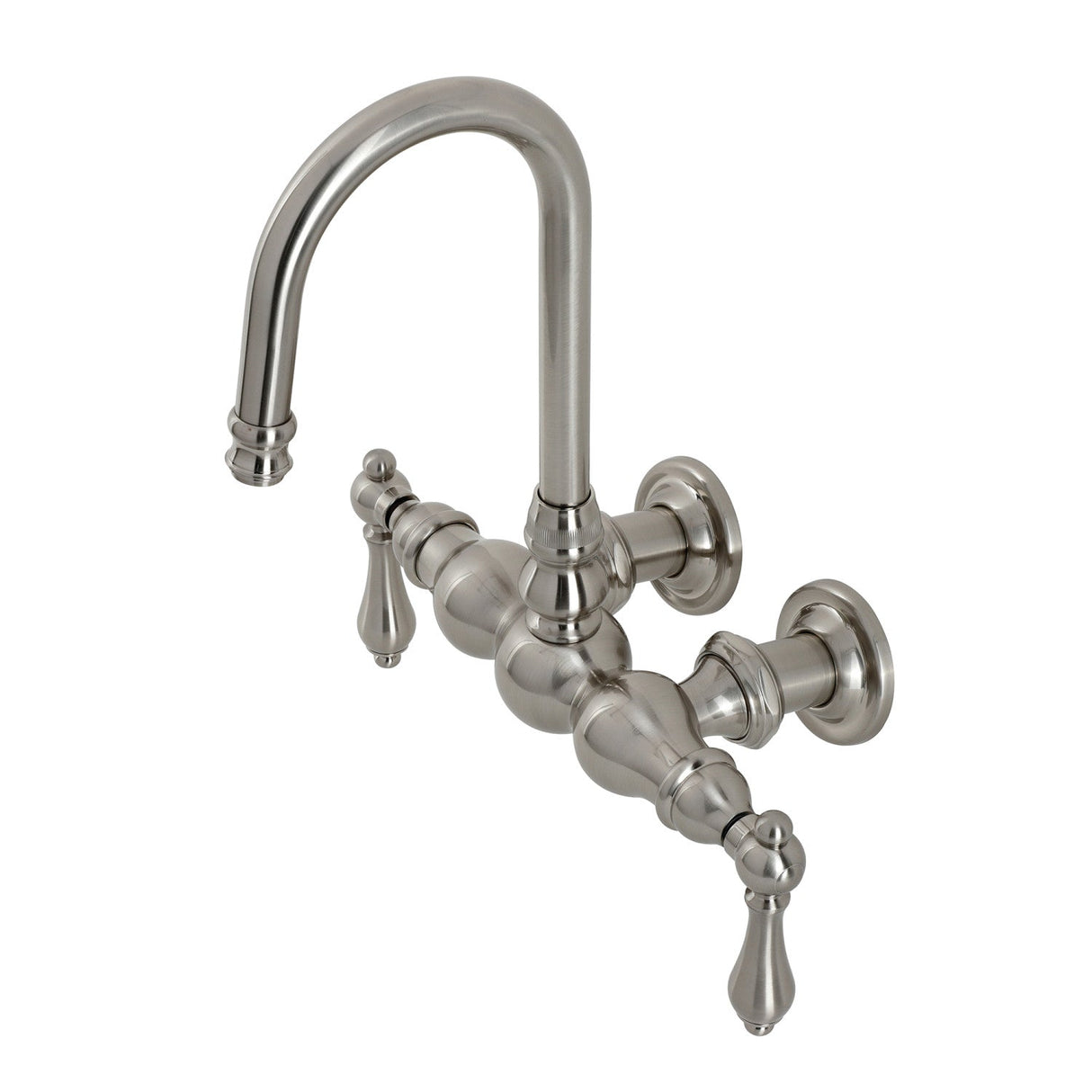 Vintage CA1T8 Two-Handle 2-Hole Wall Mount Clawfoot Tub Faucet, Brushed Nickel
