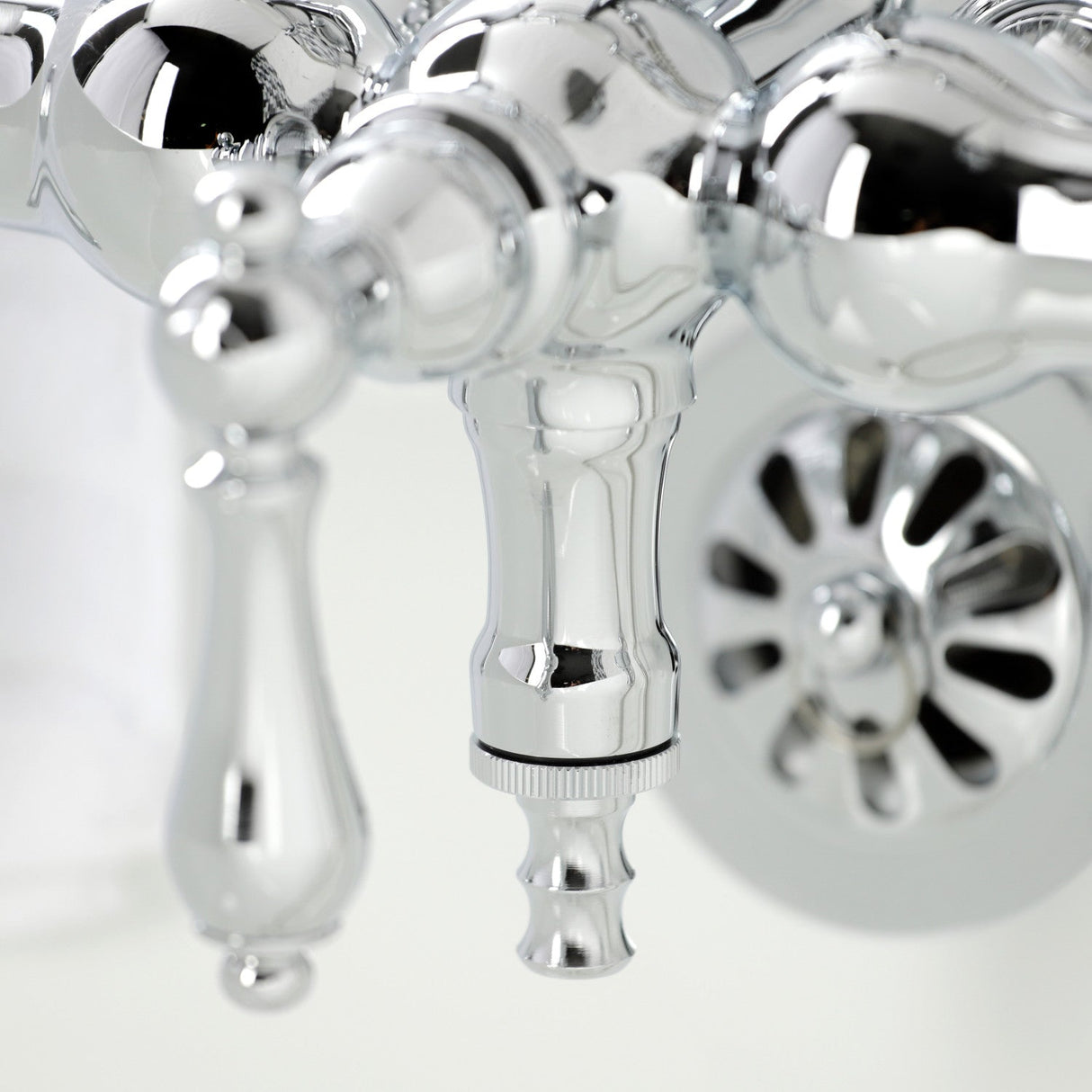 Vintage CA20T1 Three-Handle 2-Hole Wall Mount Clawfoot Tub Faucet with Hand Shower, Polished Chrome