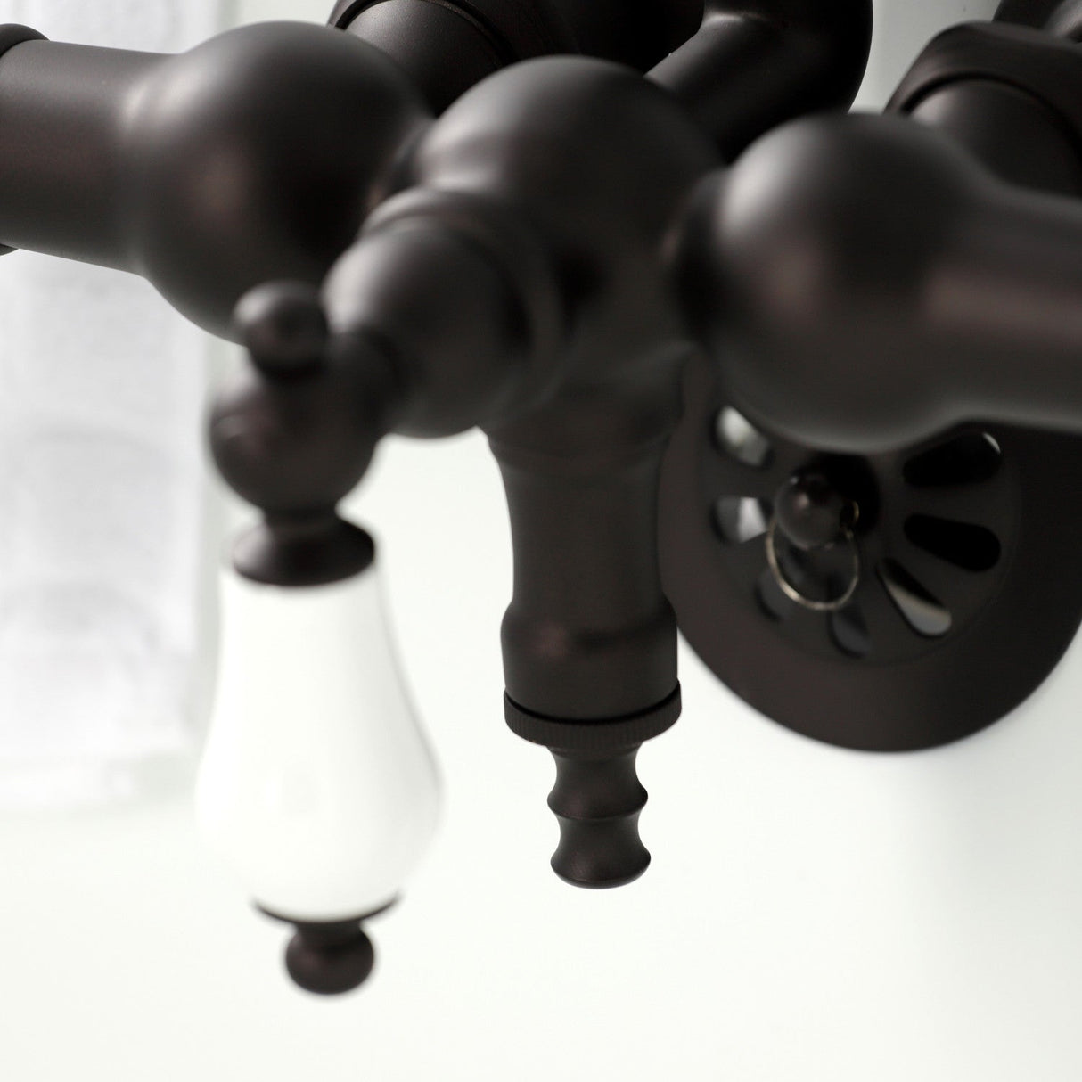 Vintage CA23T5 Three-Handle 2-Hole Wall Mount Clawfoot Tub Faucet with Hand Shower, Oil Rubbed Bronze