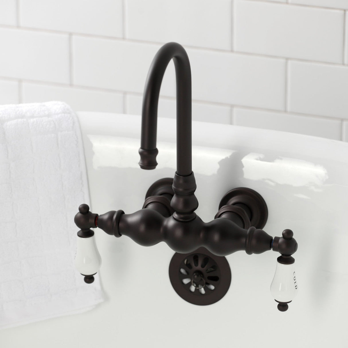Vintage CA3T5 Two-Handle 2-Hole Wall Mount Clawfoot Tub Faucet, Oil Rubbed Bronze