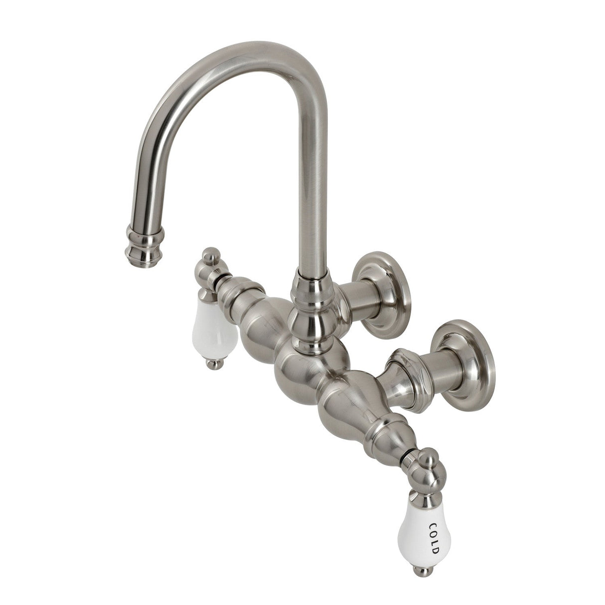 Vintage CA3T8 Two-Handle 2-Hole Wall Mount Clawfoot Tub Faucet, Brushed Nickel