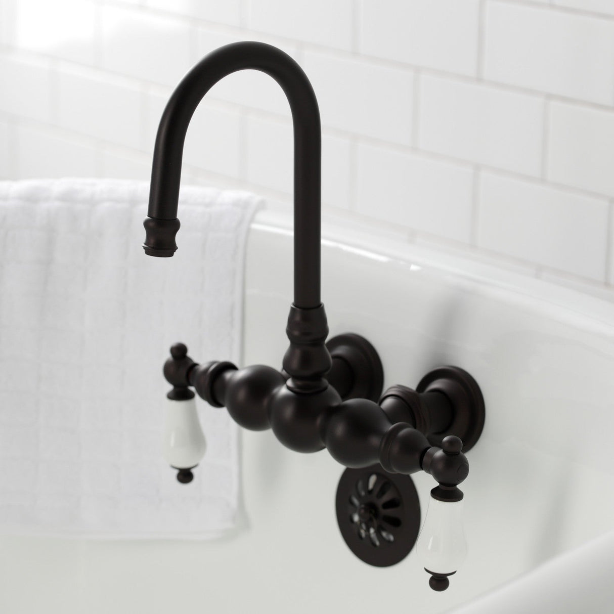 Vintage CA5T5 Two-Handle 2-Hole Wall Mount Clawfoot Tub Faucet, Oil Rubbed Bronze