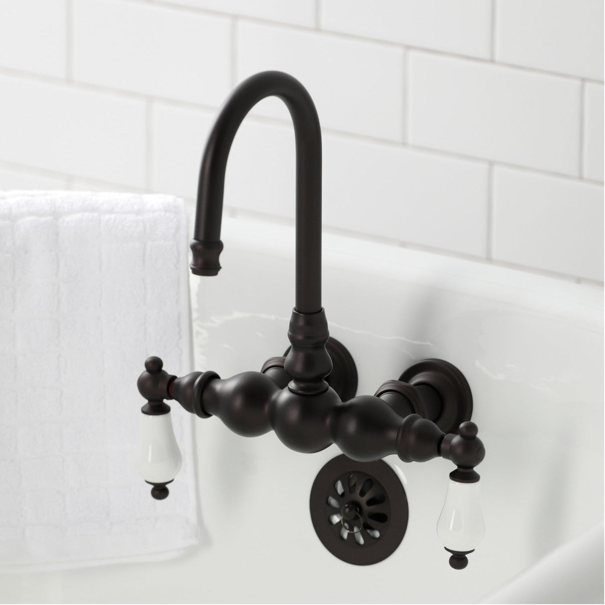 Vintage CA5T5 Two-Handle 2-Hole Wall Mount Clawfoot Tub Faucet, Oil Rubbed Bronze