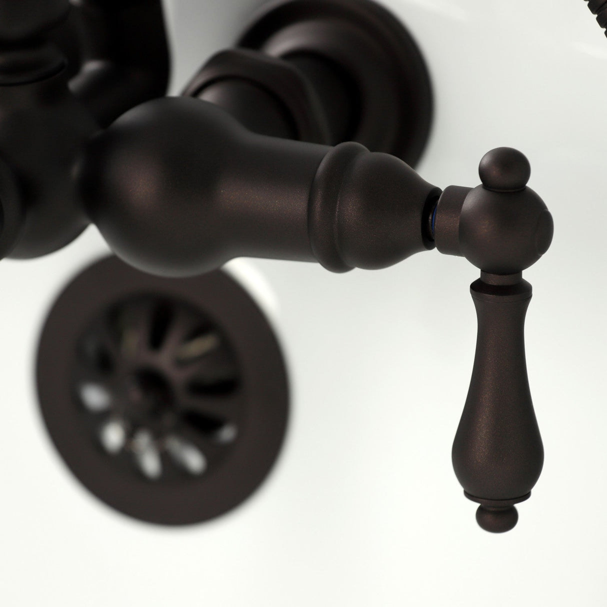 Vintage CA7T5 Three-Handle 2-Hole Wall Mount Clawfoot Tub Faucet with Hand Shower, Oil Rubbed Bronze