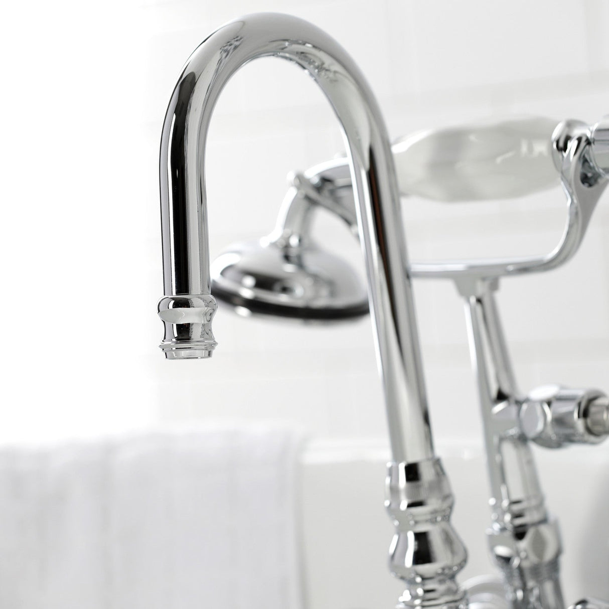 Vintage CA8T1 Three-Handle 2-Hole Wall Mount Clawfoot Tub Faucet with Hand Shower, Polished Chrome