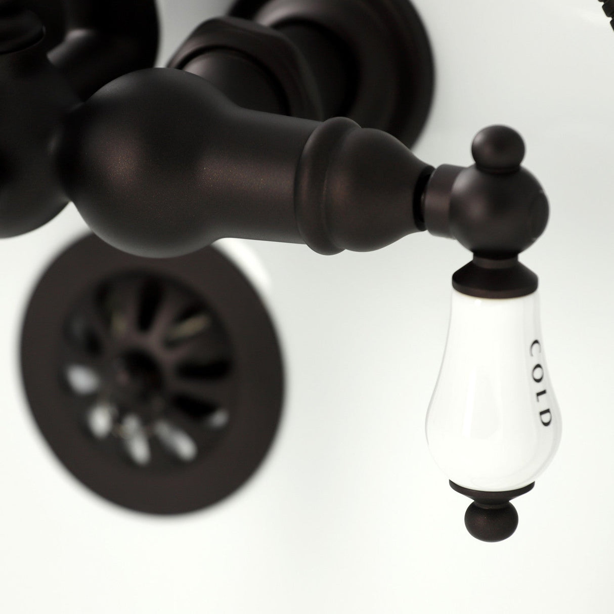 Vintage CA9T5 Three-Handle 2-Hole Wall Mount Clawfoot Tub Faucet with Hand Shower, Oil Rubbed Bronze