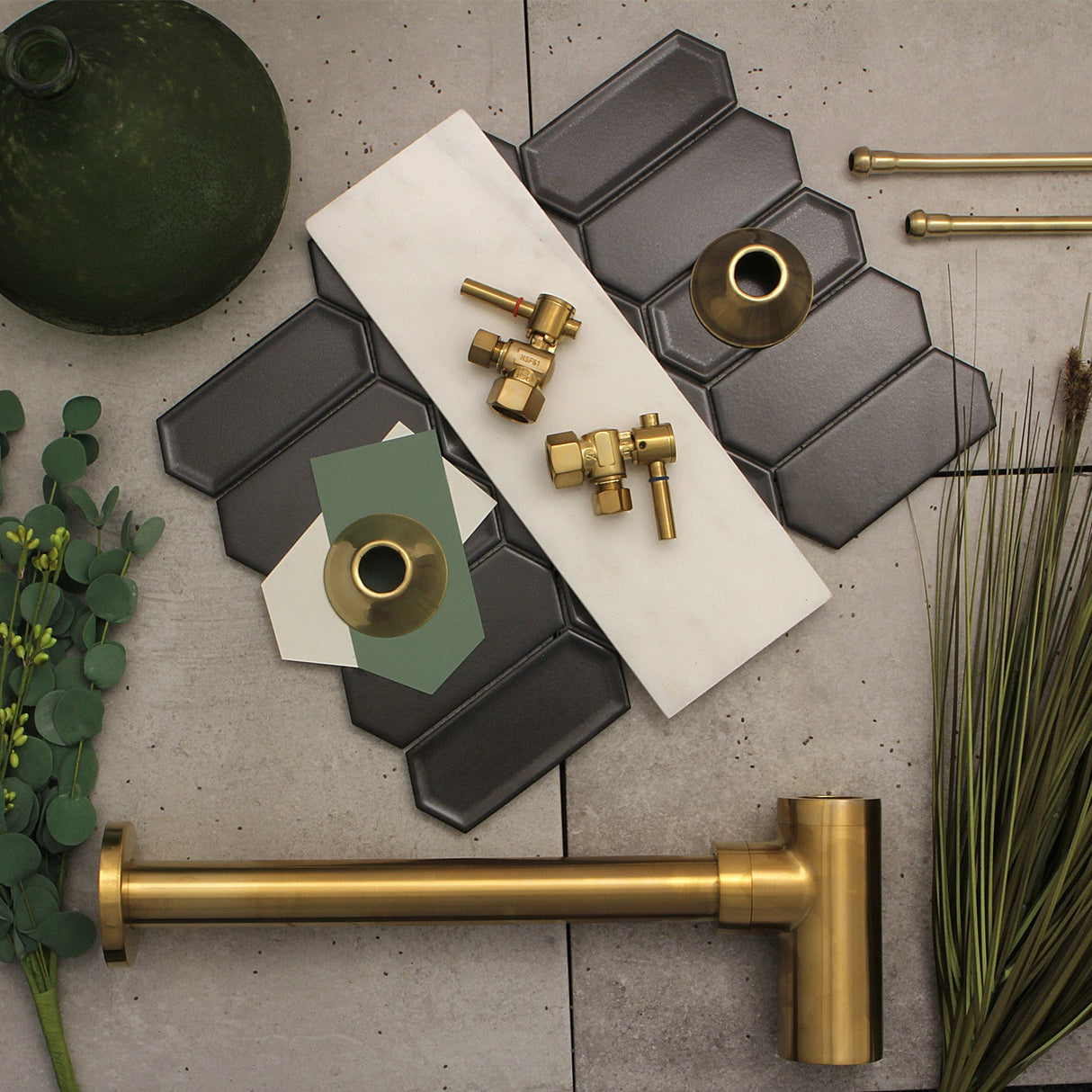 Complement CB38307 30-Inch Bullnose Bathroom Supply Line, Brushed Brass