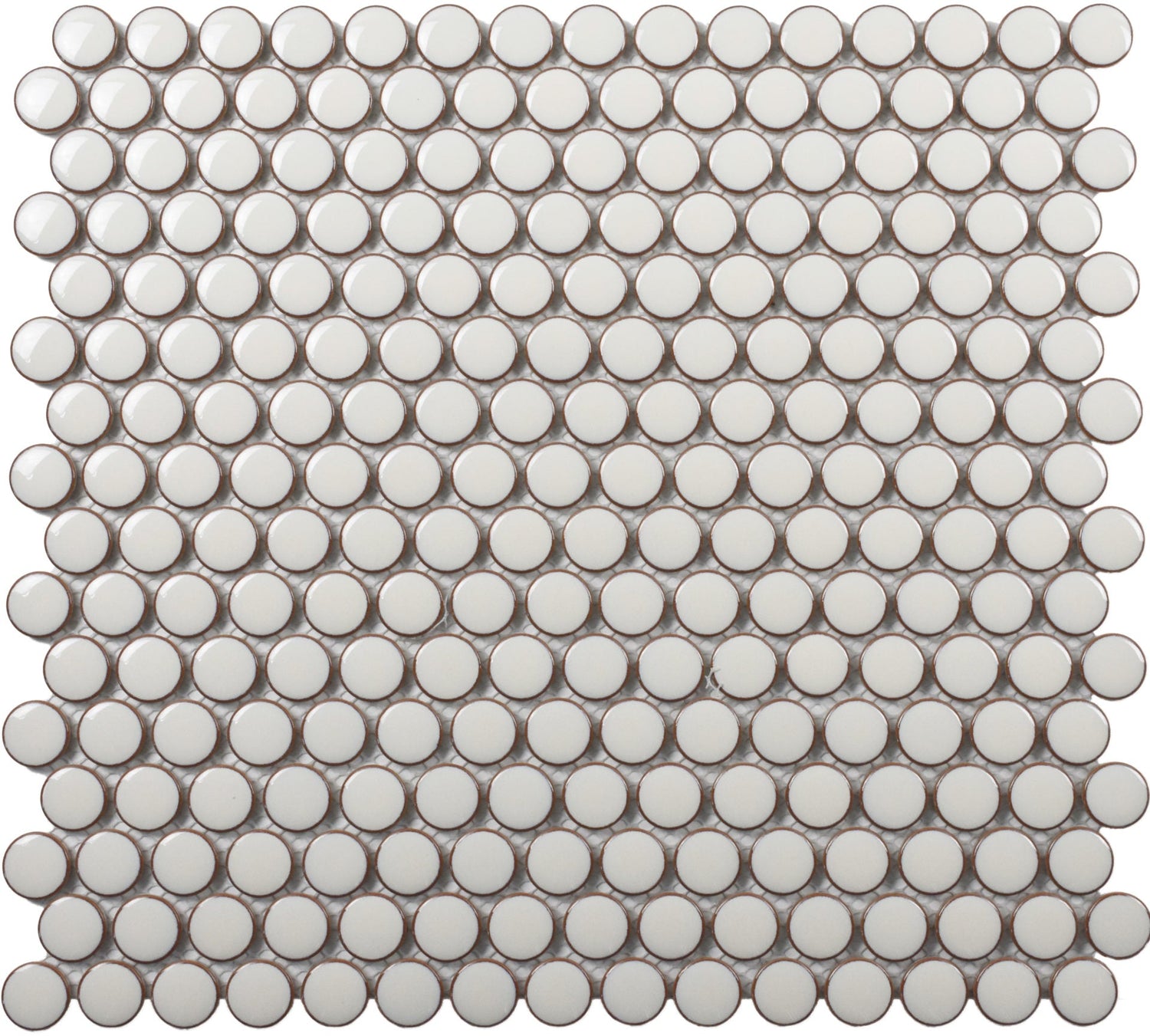 Roca Tile Usa Inc United States Ceramic Tile Cc Mosaics Plus+ Ii Bright Pearl White Penny Round Porcelain Mosaics. Ufcc125-12Mt 1 Sheet = 1 Sq. Ft.