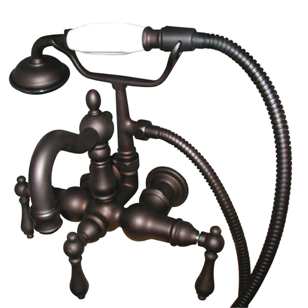 Vintage CC1007T5 Three-Handle 2-Hole Tub Wall Mount Clawfoot Tub Faucet with Hand Shower, Oil Rubbed Bronze