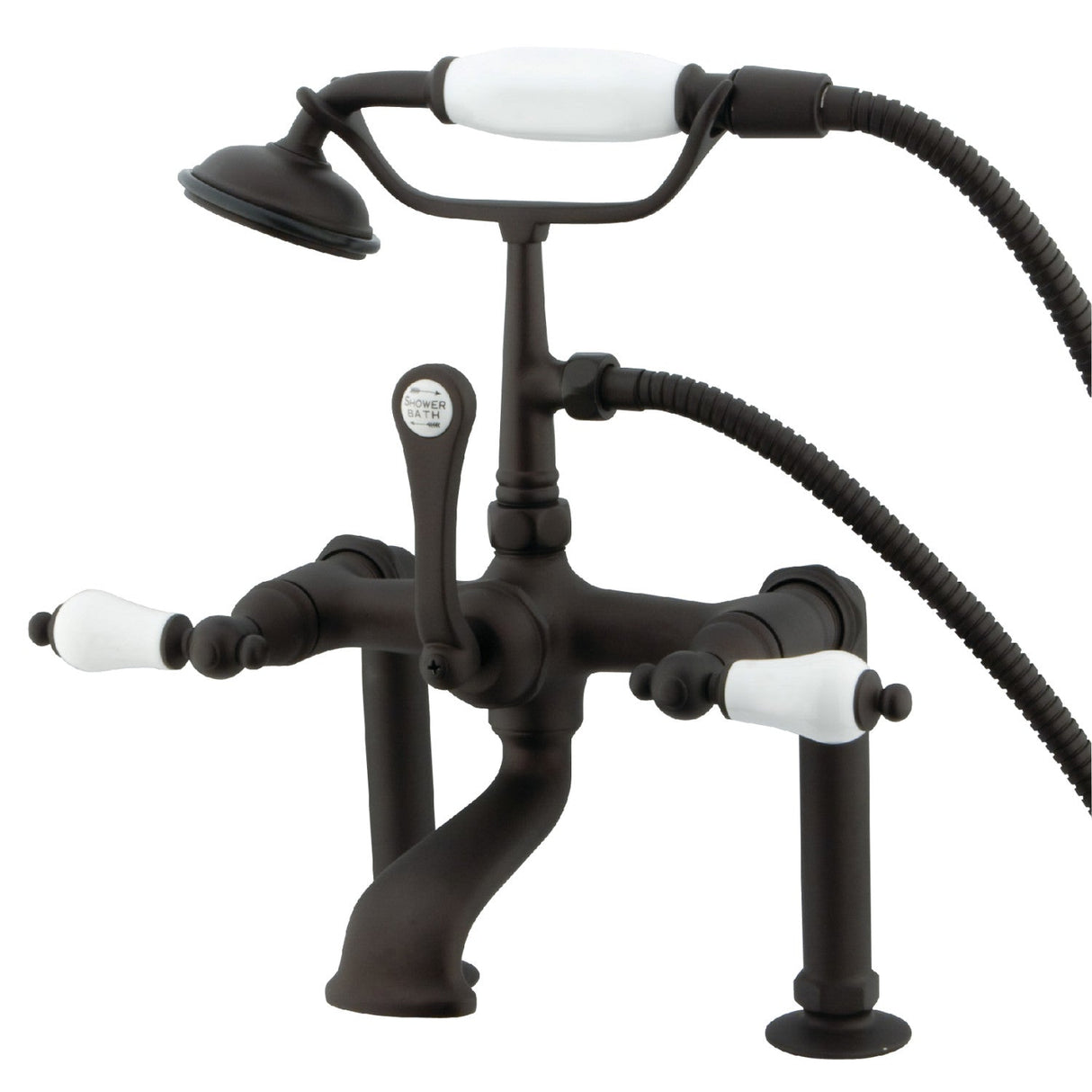 Vintage CC105T5 Three-Handle 2-Hole Deck Mount Clawfoot Tub Faucet with Hand Shower, Oil Rubbed Bronze