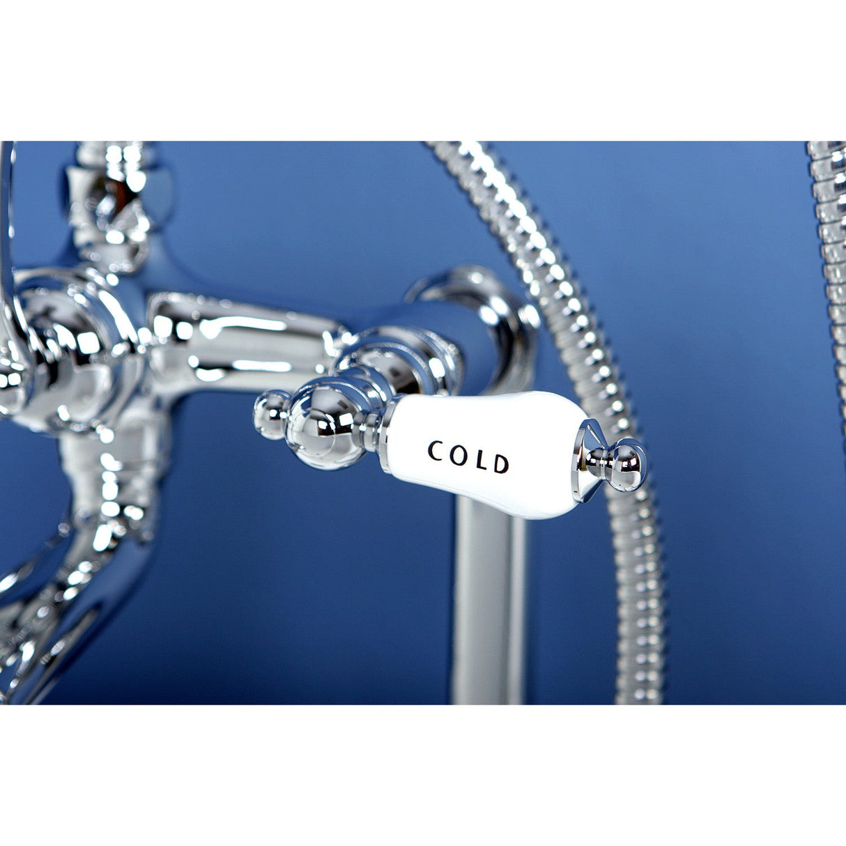 Vintage CC108T1 Three-Handle 2-Hole Deck Mount Clawfoot Tub Faucet with Hand Shower, Polished Chrome