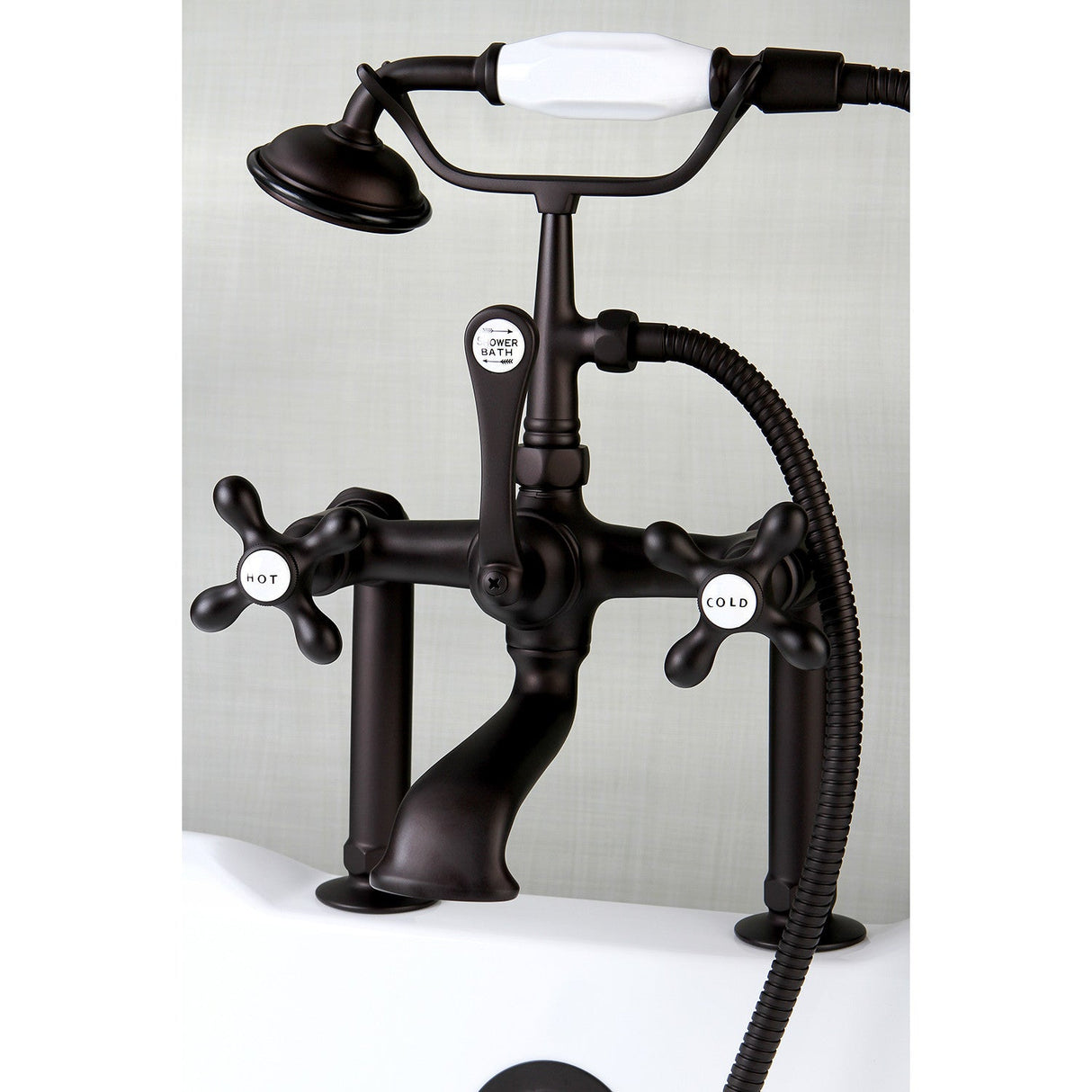 Vintage CC109T5 Three-Handle 2-Hole Deck Mount Clawfoot Tub Faucet with Hand Shower, Oil Rubbed Bronze