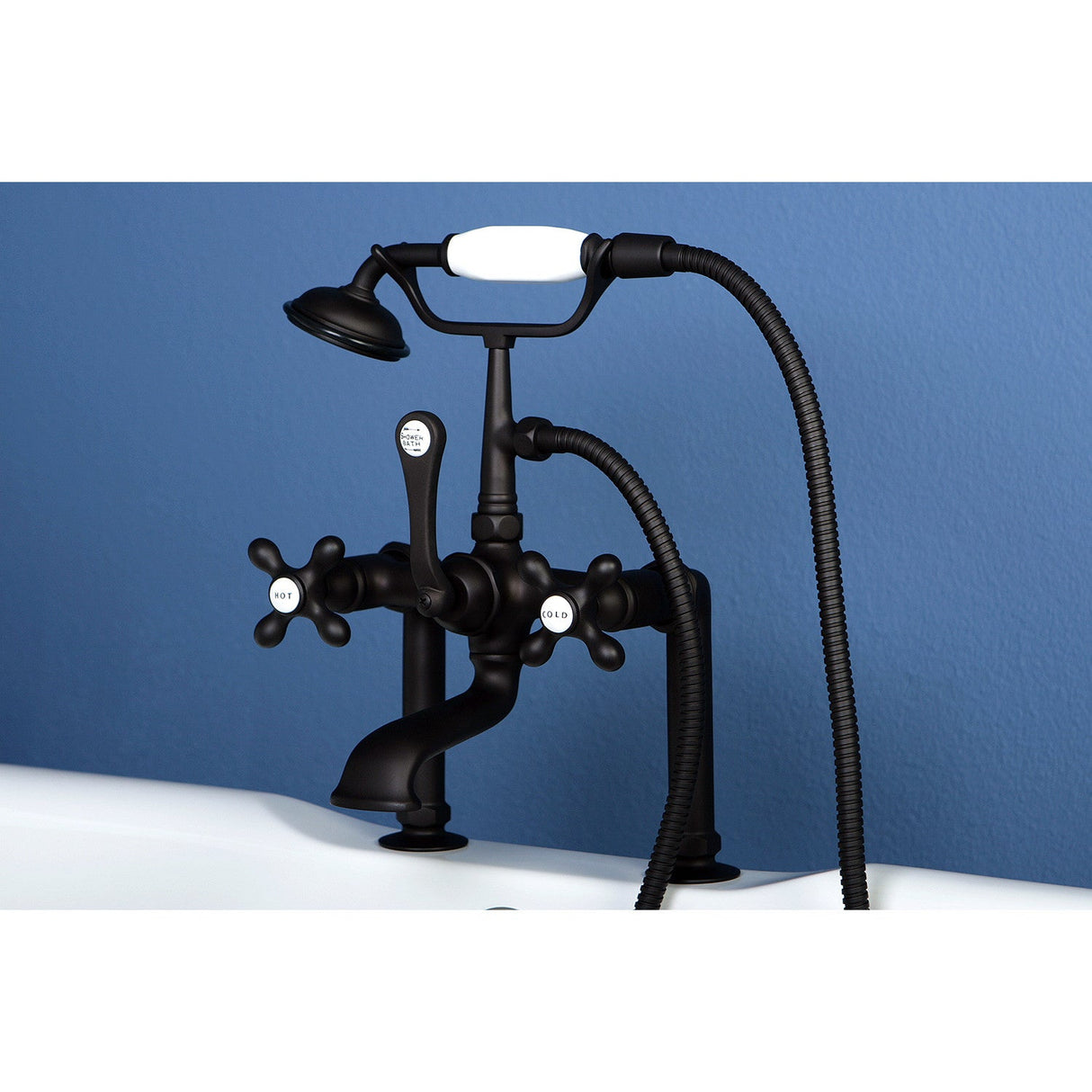 Vintage CC109T5 Three-Handle 2-Hole Deck Mount Clawfoot Tub Faucet with Hand Shower, Oil Rubbed Bronze