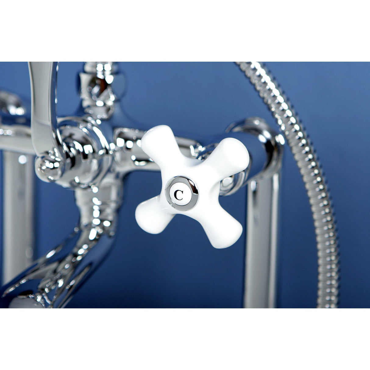 Vintage CC112T1 Three-Handle 2-Hole Deck Mount Clawfoot Tub Faucet with Hand Shower, Polished Chrome