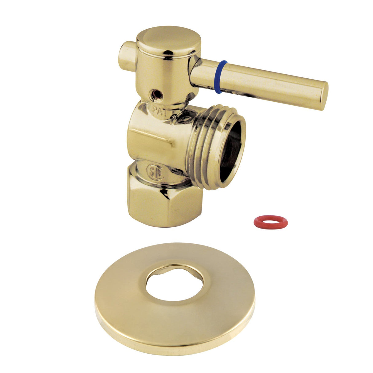 CC13002DLK 1/2-Inch FIP x 3/4-Inch Hose Thread Quarter-Turn Angle Stop Valve with Flange, Polished Brass
