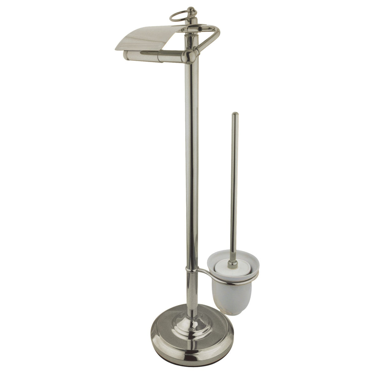 Vintage CC2018 Freestanding Toilet Paper Holder with Brush and Holder, Brushed Nickel