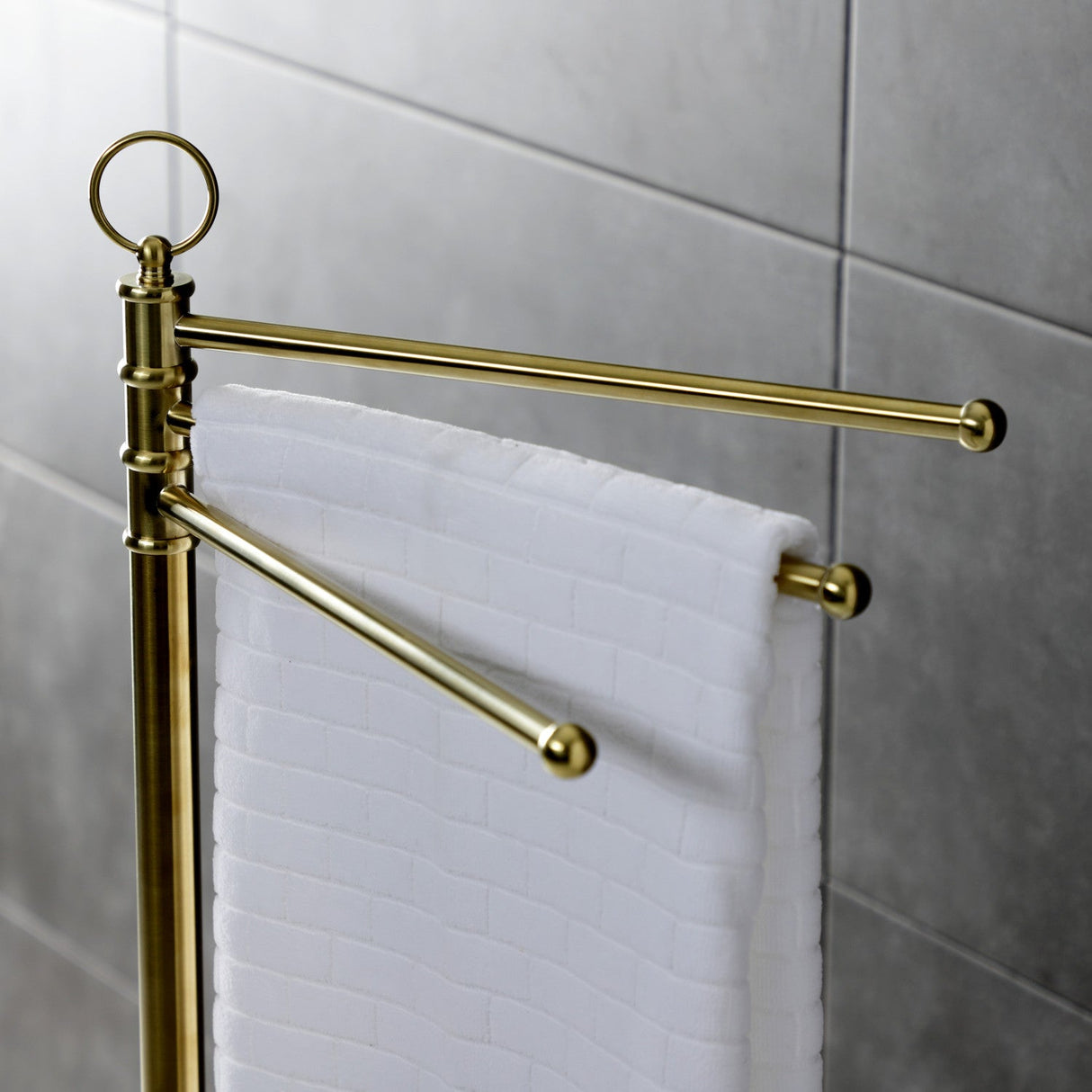 Vintage CC2027 Freestanding Triple Towel Rack, Brushed Brass