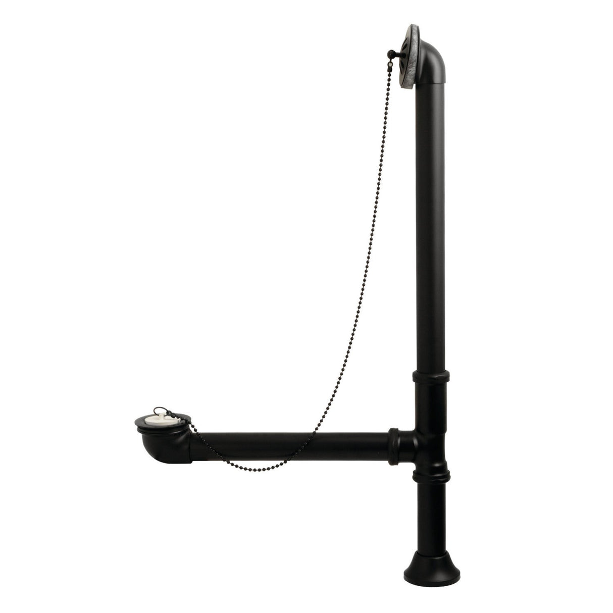 Vintage CC2090 Brass Chain and Stopper Tub Waste and Overflow, Matte Black