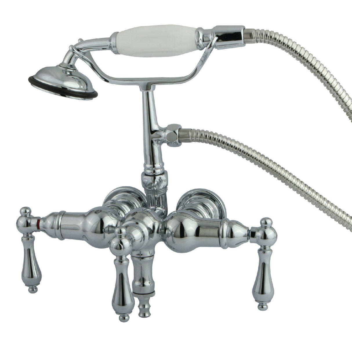 Vintage CC20T1 Three-Handle 2-Hole Tub Wall Mount Clawfoot Tub Faucet with Hand Shower, Polished Chrome