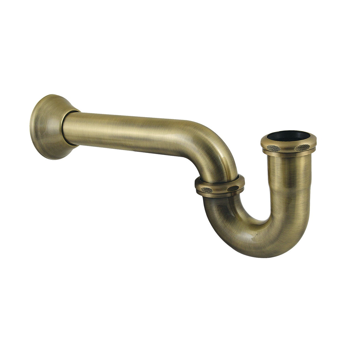 Vintage CC2243 1-1/4 (or 1-1/2) x 1-1/2 Inch Decor P-Trap with Bell Flange, 13-1/16 Inch Length, 18 Gauge, Antique Brass