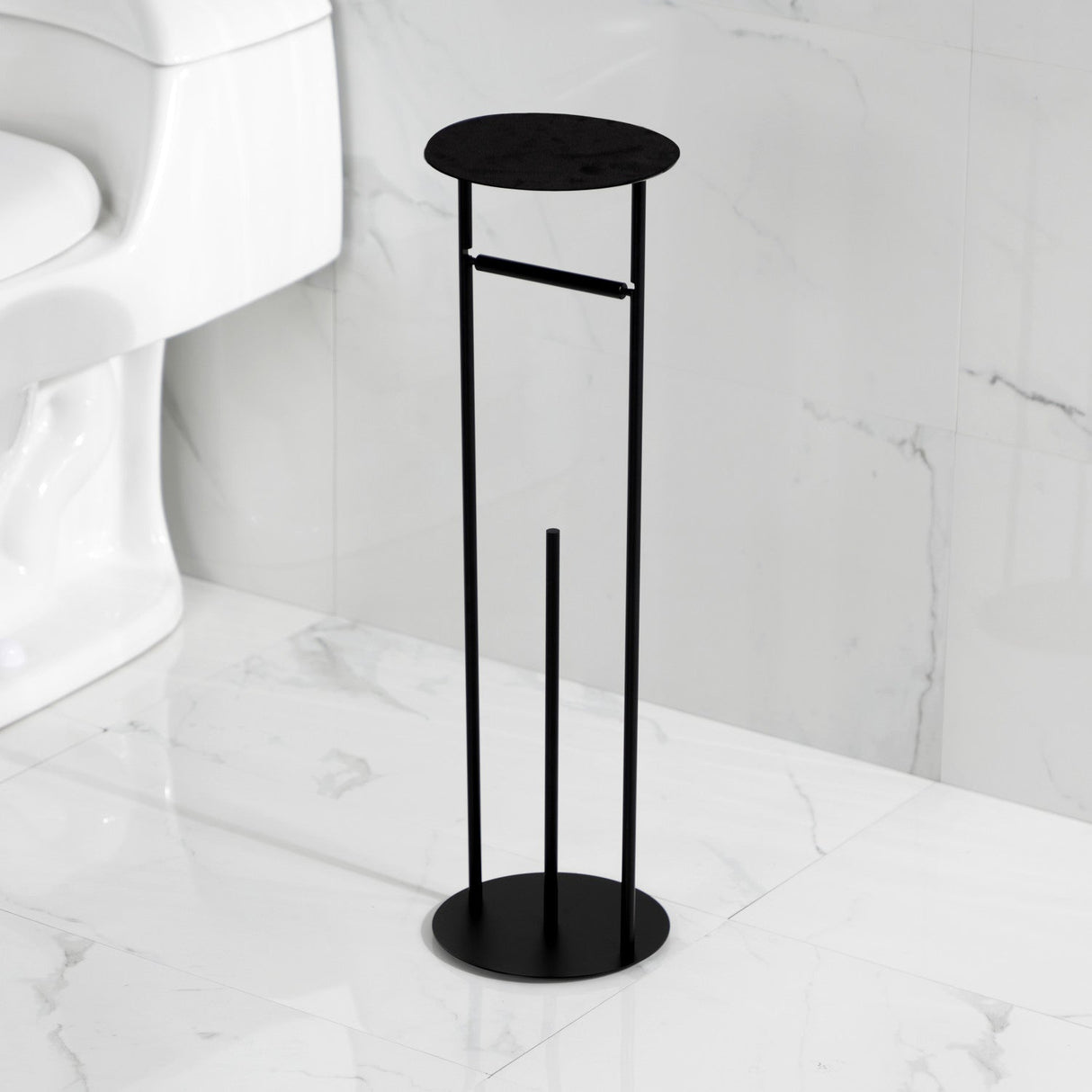 Dessau CC3000 Freestanding Toilet Paper Holder with Reserve Storage and Top Shelf, Matte Black