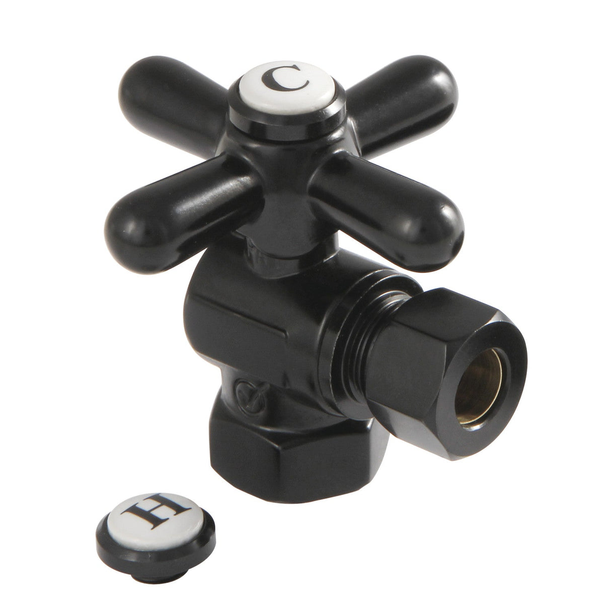 Vintage CC33100X 3/8-Inch FIP x 3/8-Inch OD Comp Quarter-Turn Angle Stop Valve, Matte Black