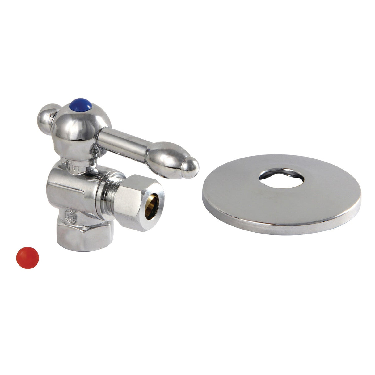 CC33101KLK 3/8-Inch FIP x 3/8-Inch OD Comp Quarter-Turn Angle Stop Valve with Flange, Polished Chrome