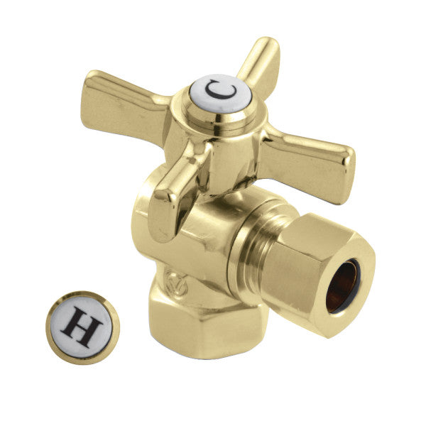 Millennium CC33102ZX 3/8-Inch FIP x 3/8-Inch OD Comp Quarter-Turn Angle Stop Valve, Polished Brass