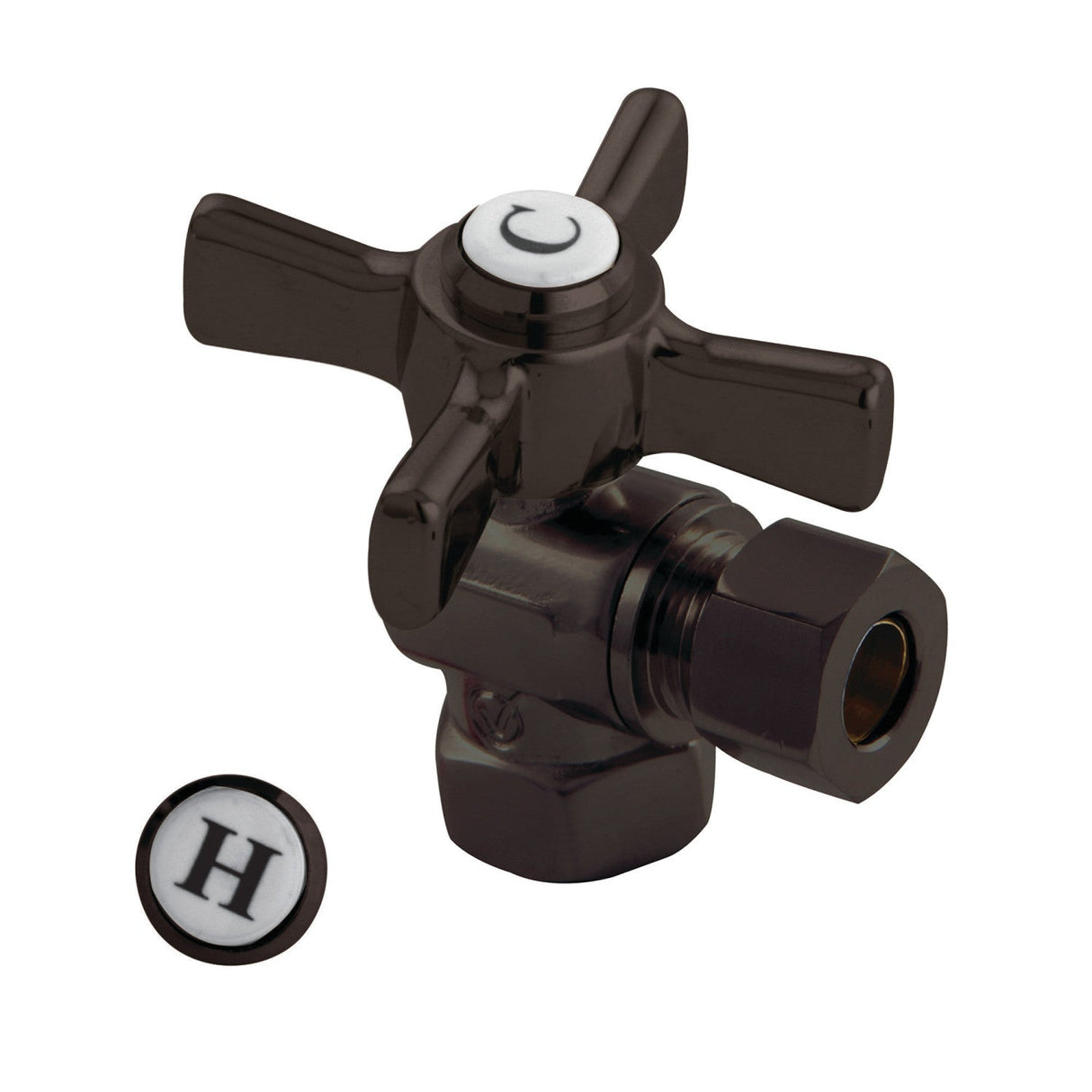 Millennium CC33105ZX 3/8-Inch FIP x 3/8-Inch OD Comp Quarter-Turn Angle Stop Valve, Oil Rubbed Bronze