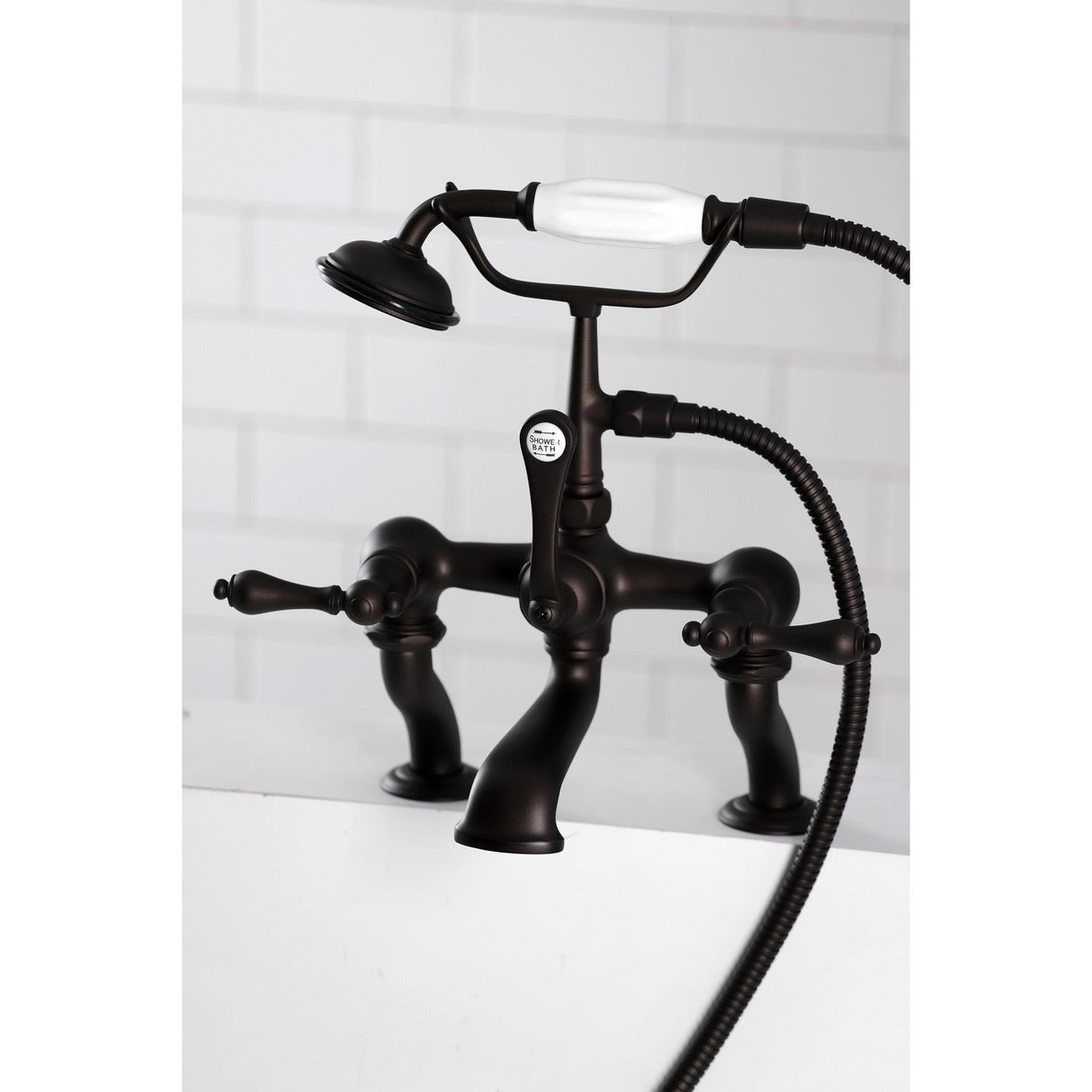 Vintage CC409T5 Three-Handle 2-Hole Deck Mount Clawfoot Tub Faucet with Hand Shower, Oil Rubbed Bronze