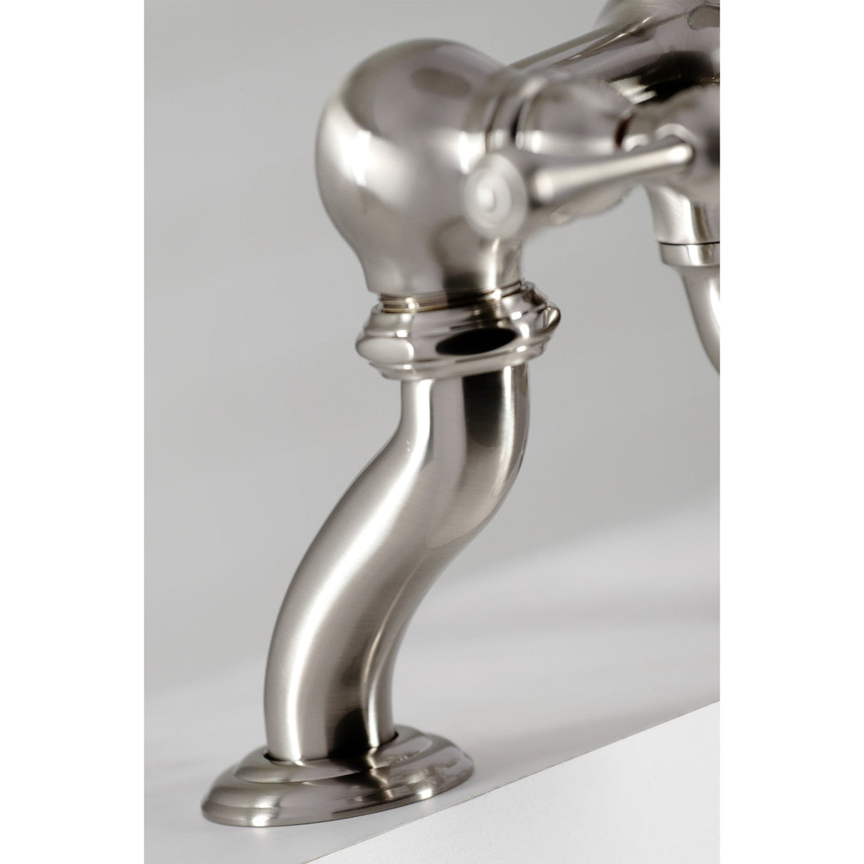 CC409T8BL Three-Handle 2-Hole Deck Mount Clawfoot Tub Faucet with Hand Shower, Brushed Nickel