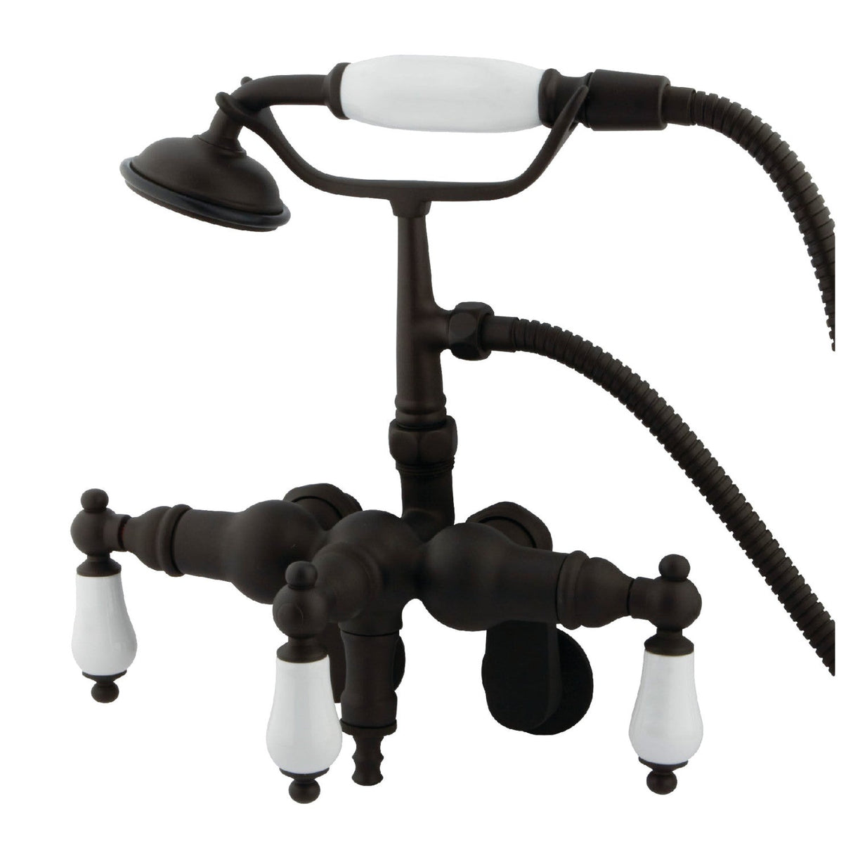 Vintage CC421T5 Three-Handle 2-Hole Tub Wall Mount Clawfoot Tub Faucet with Hand Shower, Oil Rubbed Bronze