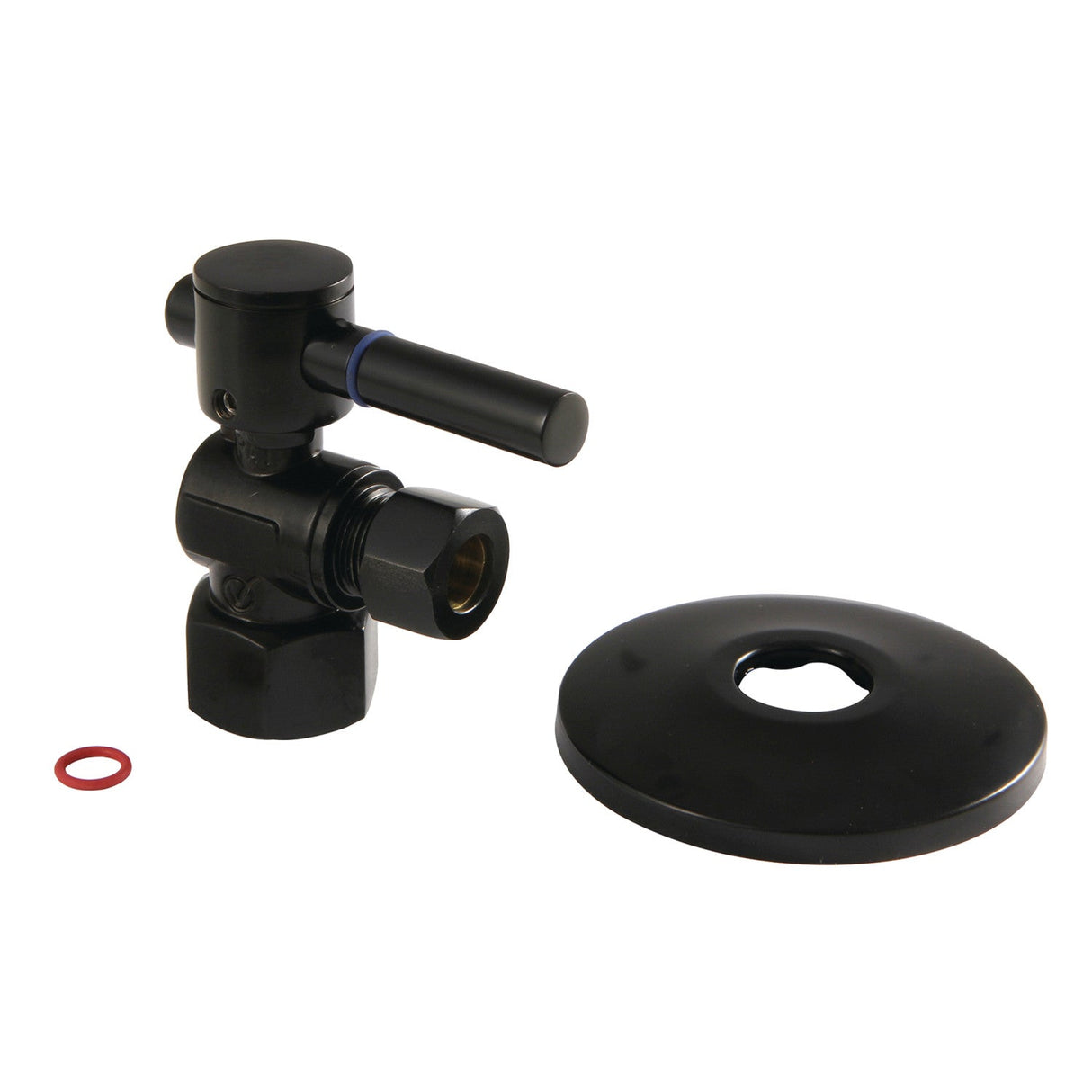 CC43100DLK 1/2-Inch FIP x 3/8-Inch OD Comp Quarter-Turn Angle Stop Valve with Flange, Matte Black