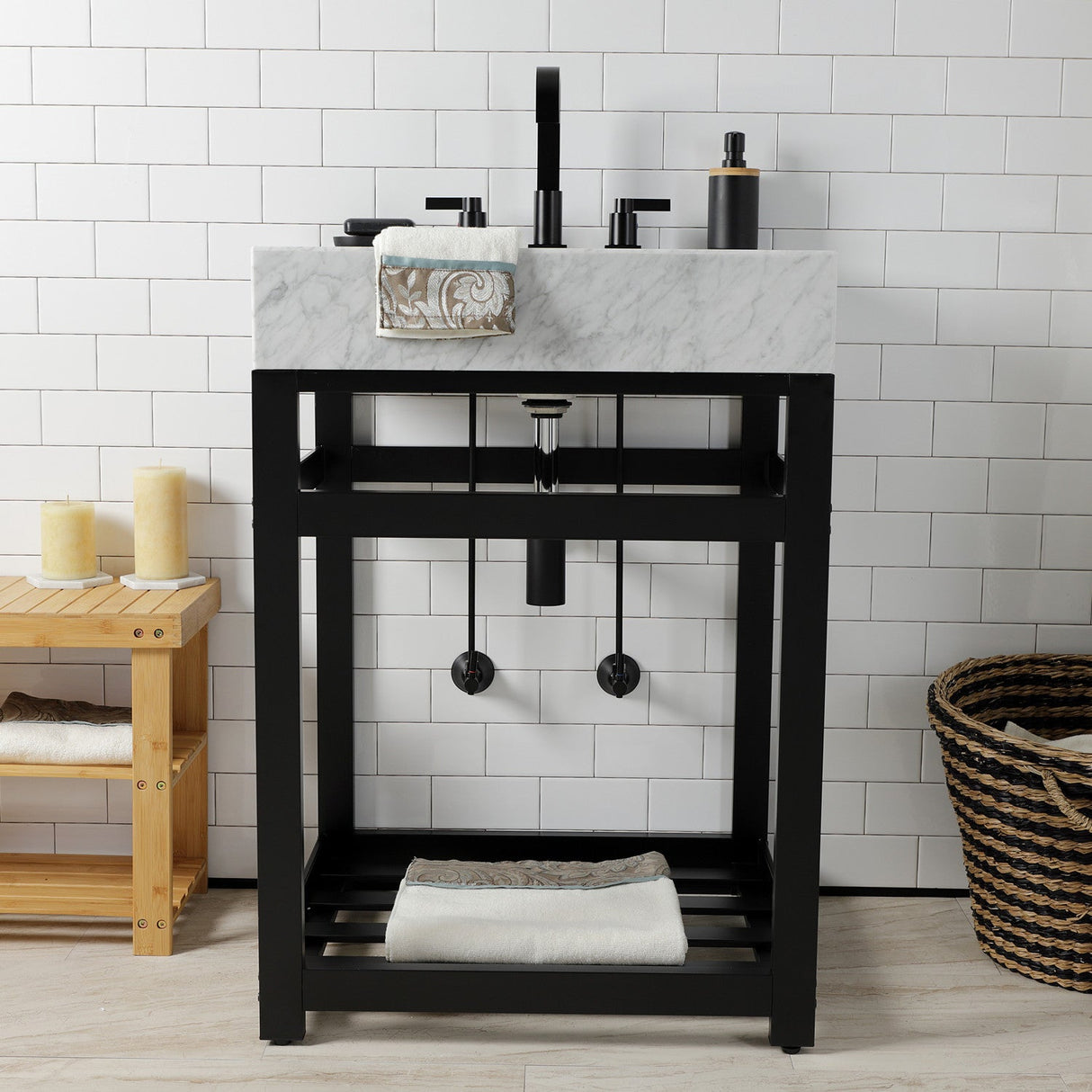 Trimscape CC43100DLLKB30 Contemporary Plumbing Sink Trim Kit with Bottle Trap, Matte Black